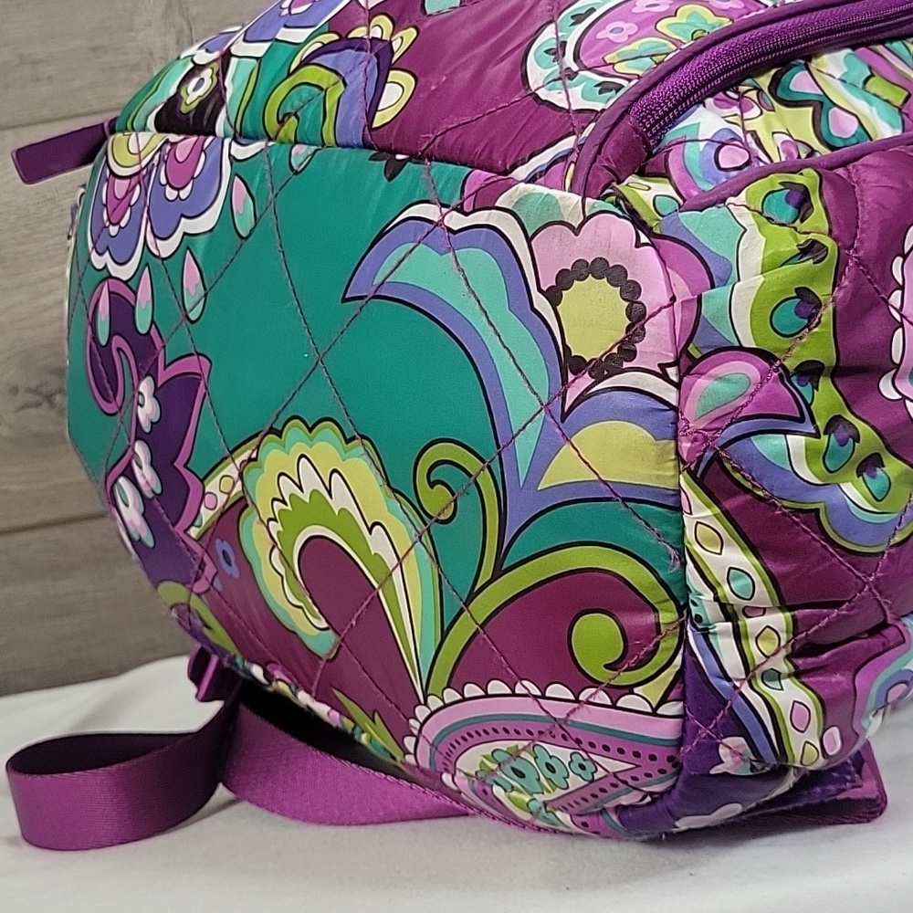 Vera Bradley Heather Purple Paisley Floral Quilted Nylon Backpack - Picture 7 of 12